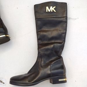 MICHAEL KORS BLACK LEATHER TALL RIDING BOOTS SIZE 8